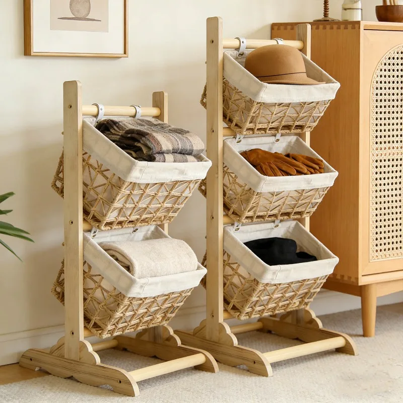 Snack woven storage rack, floor-standing book and newspaper storage rack, woven basket storage rack for living room
Snack woven storage rack, floor-standing book and newspaper storage rack, woven basket storage rack for living room
