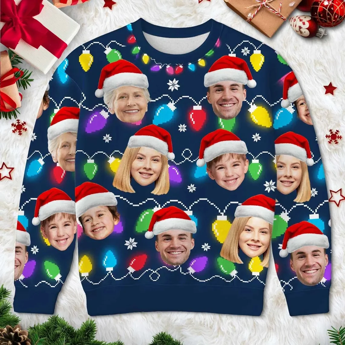 Funny DIY Custom Photo 3D Print Christmas Ugly Sweater For Women Clothes Customize Personality Pullovers New Designer Sweatshirt
Funny DIY Custom Photo 3D Print Christmas Ugly Sweater For Women Clothes Customize Personality Pullovers New Designer Sweatshirt