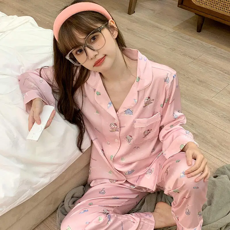 Japanese Girls Long Sleeved Trousers Pajama Suit Women's Spring Autumn Cardigan Sweet Cartoon Student Home Clothes Two Piece Set
Japanese Girls Long Sleeved Trousers Pajama Suit Women's Spring Autumn Cardigan Sweet Cartoon Student Home Clothes Two Piece Set