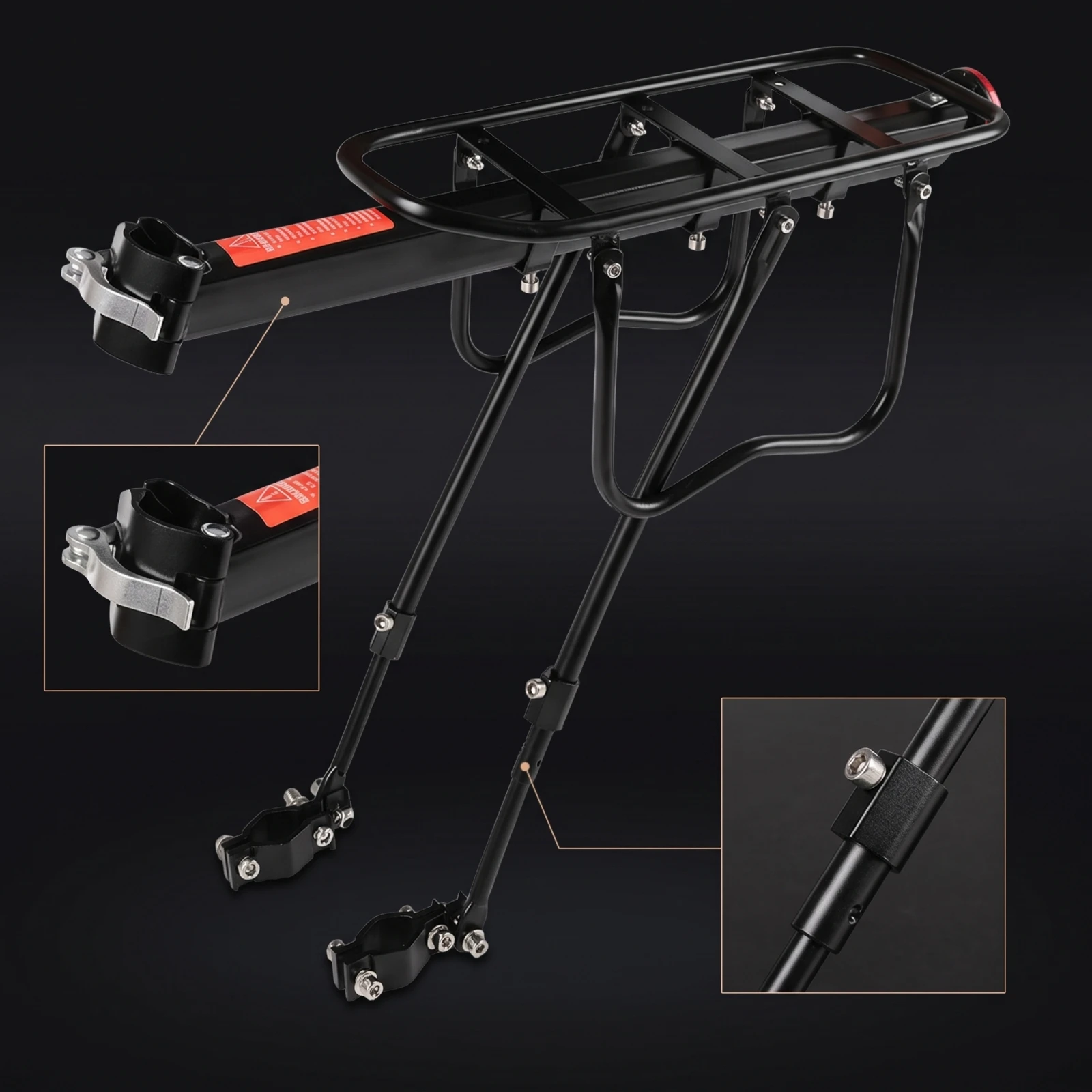 Rear Cargo Rack with Side Rails Clamp-on Two-Wheeler Rear Rack Reflective Heavy-Duty for Commuters, Daily Commuting
Rear Cargo Rack with Side Rails Clamp-on Two-Wheeler Rear Rack Reflective Heavy-Duty for Commuters, Daily Commuting