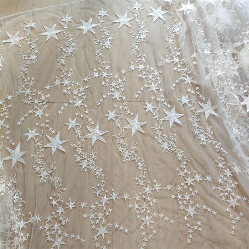Soft White Mesh Embroidered Star Lace Fabric for Wedding Dress DIY Doll Garment Designer Fabric By The Yard
Soft White Mesh Embroidered Star Lace Fabric for Wedding Dress DIY Doll Garment Designer Fabric By The Yard