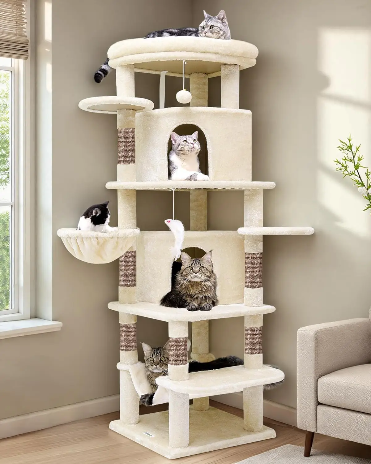 Cat Tree for Large Cats, 66inch Tall Curved Series Large Cat Tower for Multiple Indoor Cats with 6 Scratching Posts, 2
Cat Tree for Large Cats, 66inch Tall Curved Series Large Cat Tower for Multiple Indoor Cats with 6 Scratching Posts, 2