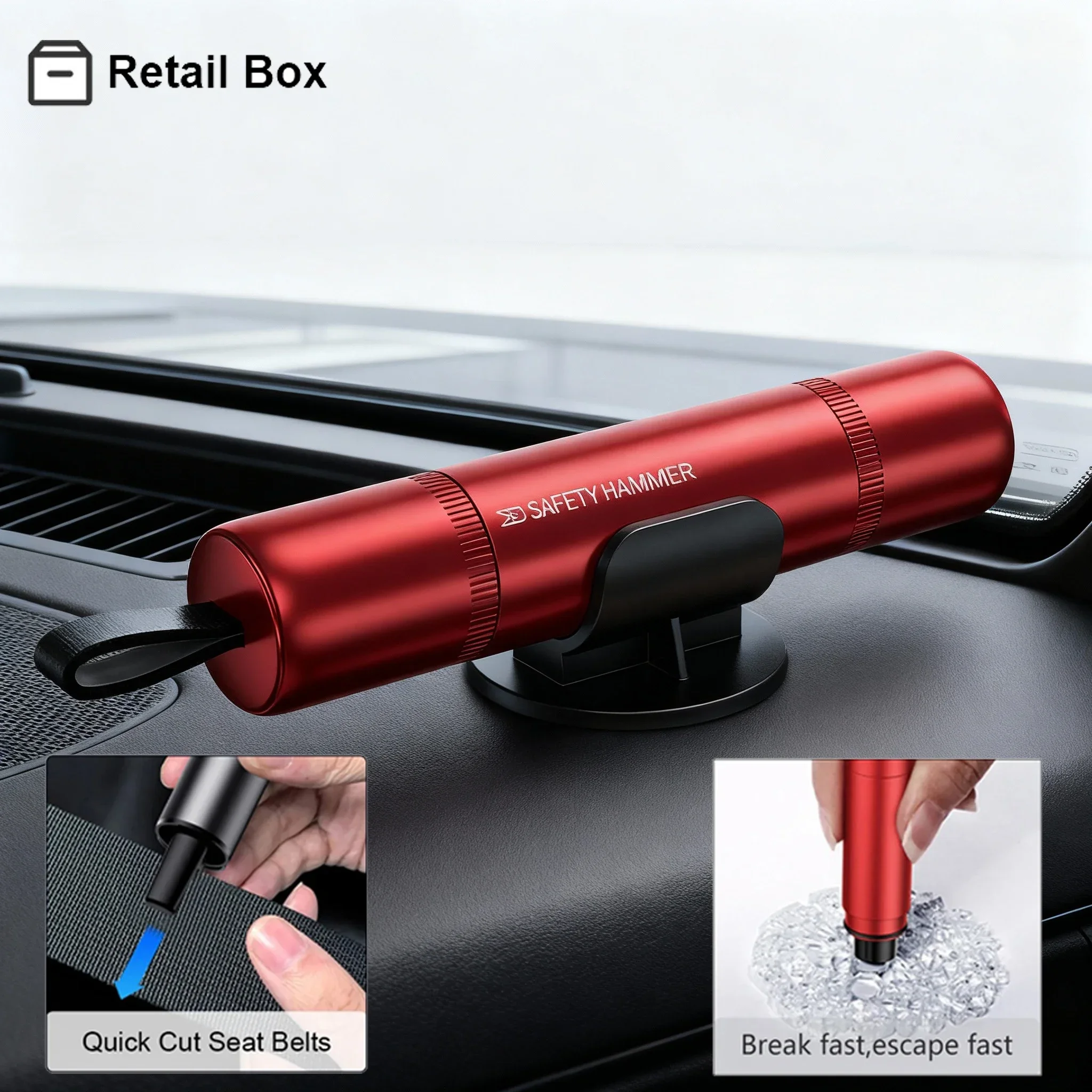 Tungsten Steel Hammer Head Emergency Car Window Glass Breaker Seat Belt Cutter Safety Hammer 2 in 1 Rescue Tool with Retail Box
Tungsten Steel Hammer Head Emergency Car Window Glass Breaker Seat Belt Cutter Safety Hammer 2 in 1 Rescue Tool with Retail Box