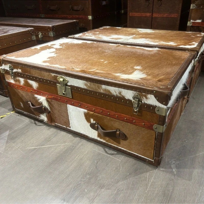 Luggage coffee table coffee table milk cowhide leather box table cigar room storage
Luggage coffee table coffee table milk cowhide leather box table cigar room storage