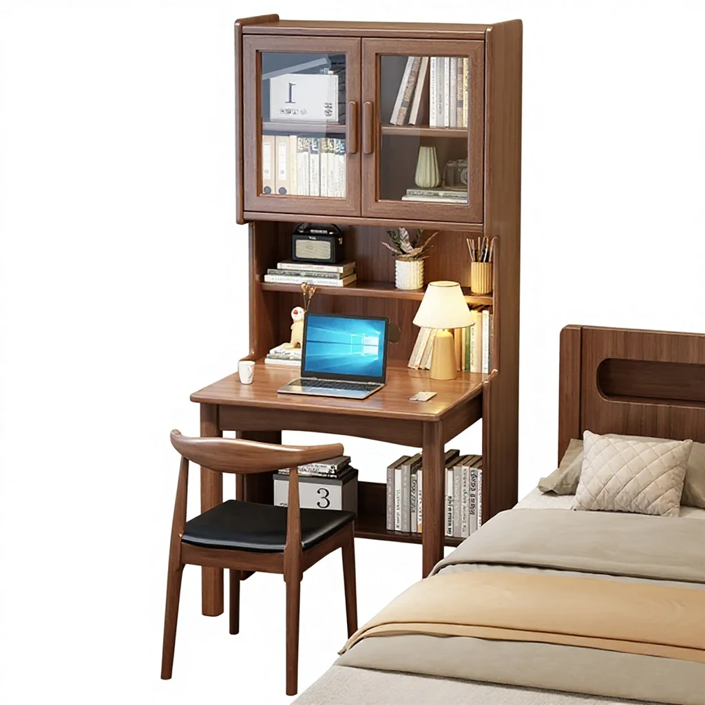 #@Solid Wood Adjustable Folding Desk & Bookshelf Combo-Telescopic Home/Office Study Desk for Small Apartments
#@Solid Wood Adjustable Folding Desk & Bookshelf Combo-Telescopic Home/Office Study Desk for Small Apartments