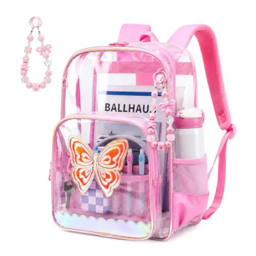 Clear Backpack for School, Clear Bookbag for Girls PVC Heavy Duty Transparent Backpack, Pink Butterfly
Clear Backpack for School, Clear Bookbag for Girls PVC Heavy Duty Transparent Backpack, Pink Butterfly