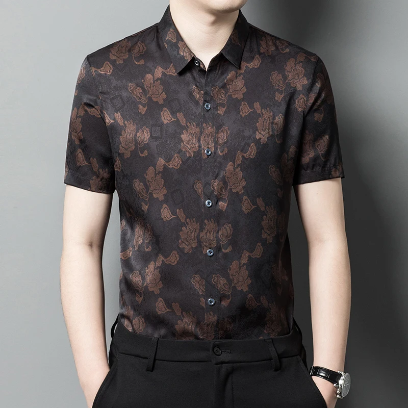 Polyester Silky Print Shirts For Men Short Sleeve Coolness Casual Summer High Quality Smooth Comfortable All Match Chemise Homme
Polyester Silky Print Shirts For Men Short Sleeve Coolness Casual Summer High Quality Smooth Comfortable All Match Chemise Homme