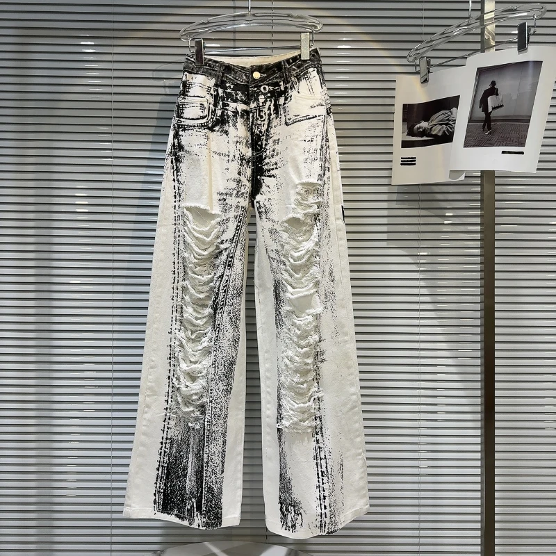 American High Street Spice Girls Abstract Printing Denim Pants New Summer Hole High Waist Casual Wide Leg Jeans Long Trousers
American High Street Spice Girls Abstract Printing Denim Pants New Summer Hole High Waist Casual Wide Leg Jeans Long Trousers