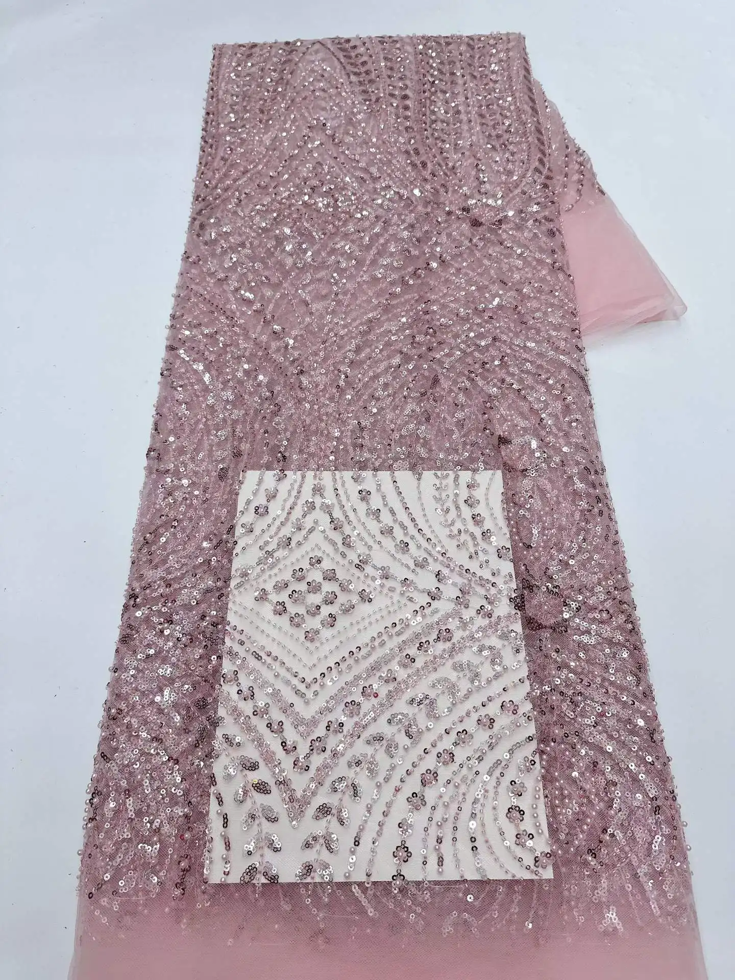 Wholesale 2026 Latest High Quality lace Pink African Sequins Lace Fabric Nigerian Groom Mesh Tulle Lace Fabric For Party Dress
Wholesale 2026 Latest High Quality lace Pink African Sequins Lace Fabric Nigerian Groom Mesh Tulle Lace Fabric For Party Dress