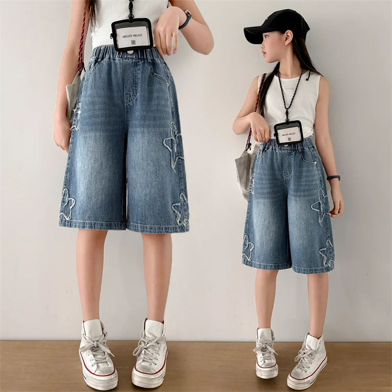 Newest Fashion Vintage Kids Children's Knee-Length Denim Shorts with Star for Teenage Girls Loose Casual Short Jeans Pants 5-14T
Newest Fashion Vintage Kids Children's Knee-Length Denim Shorts with Star for Teenage Girls Loose Casual Short Jeans Pants 5-14T