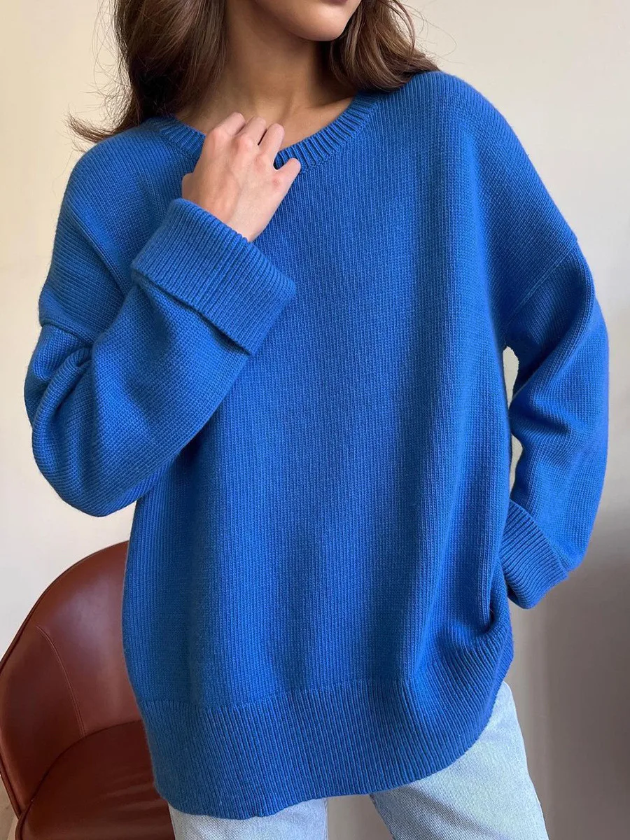 Oversize Sweater For Women Autumn/Winter New Casual Loose Pullover Solid Color Knitted Jumper O Neck Split Sweater
Oversize Sweater For Women Autumn/Winter New Casual Loose Pullover Solid Color Knitted Jumper O Neck Split Sweater