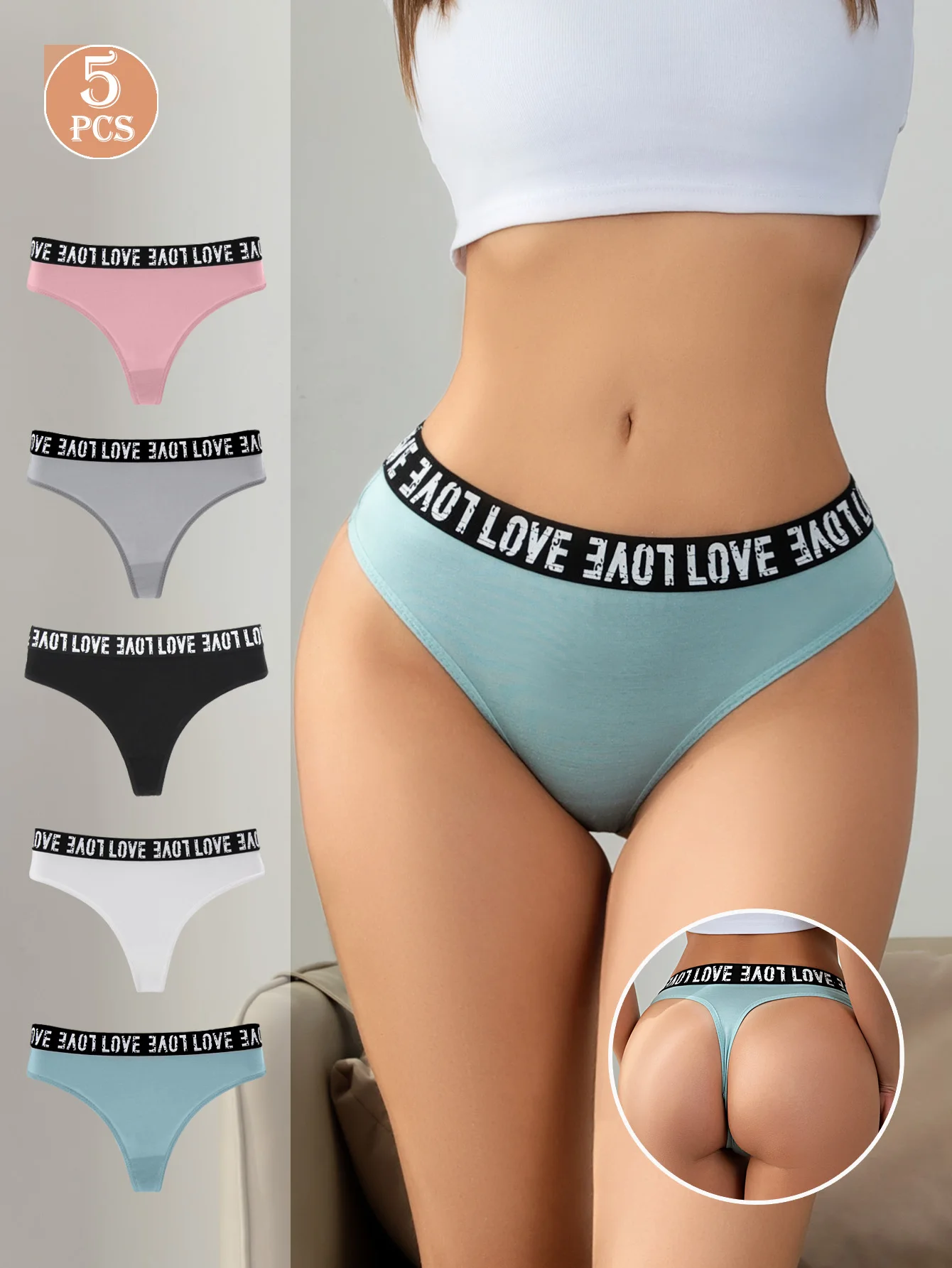 5pcs women's sports high waisted elastic thong, sexy and comfortable underwear letter bottom underwear combination set
5pcs women's sports high waisted elastic thong, sexy and comfortable underwear letter bottom underwear combination set