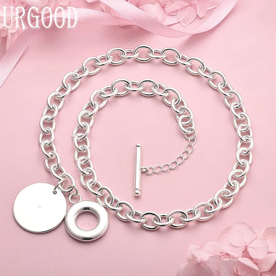 925 Sterling Silver Blank Glossy Round Sign Necklace 18 Inch For Women Party Engagement Wedding Fashion Jewelry
925 Sterling Silver Blank Glossy Round Sign Necklace 18 Inch For Women Party Engagement Wedding Fashion Jewelry