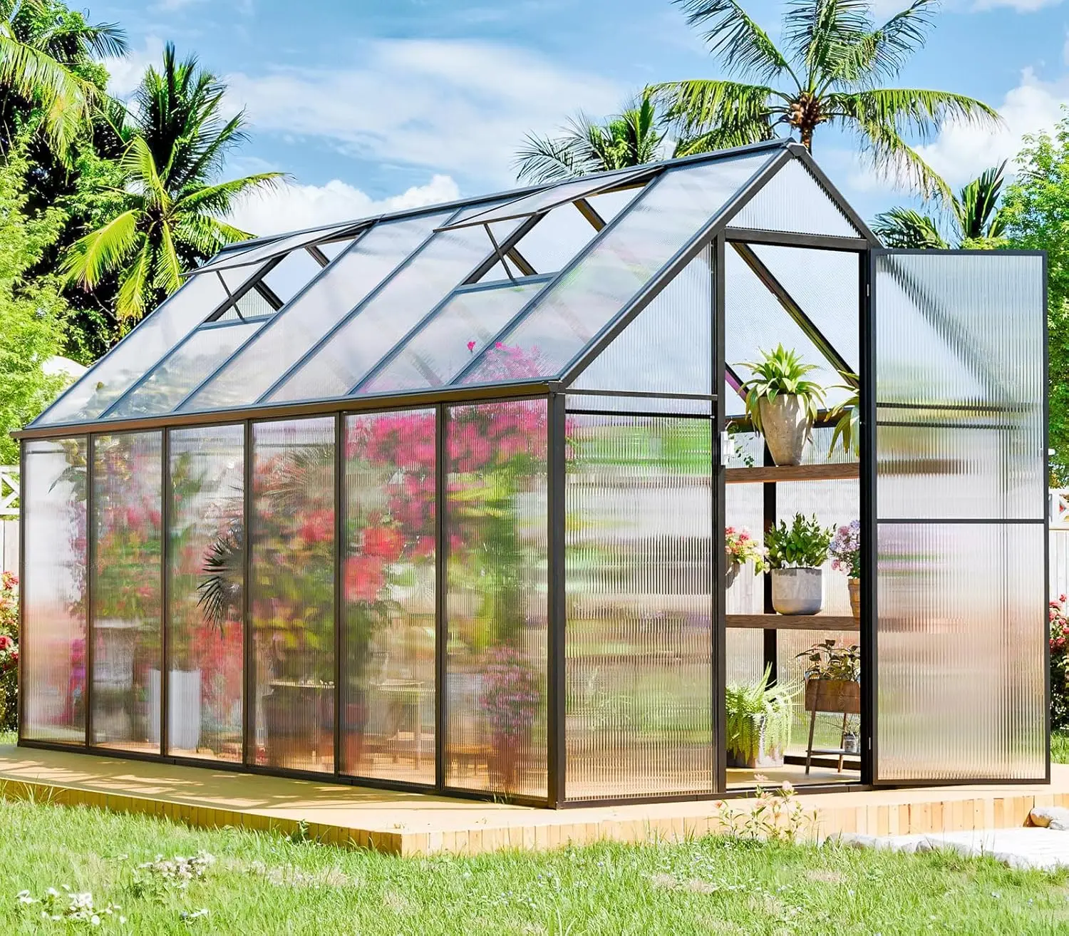 Поликарбонатный тепличный комплекс, 12x6x6 футов, с усиленным алюминиевым каркасом, для улицы, с возможностью входа, для выращивания растений
Поликарбонатный тепличный комплекс, 12x6x6 футов, с усиленным алюминиевым каркасом, для улицы, с возможностью входа, для выращивания растений