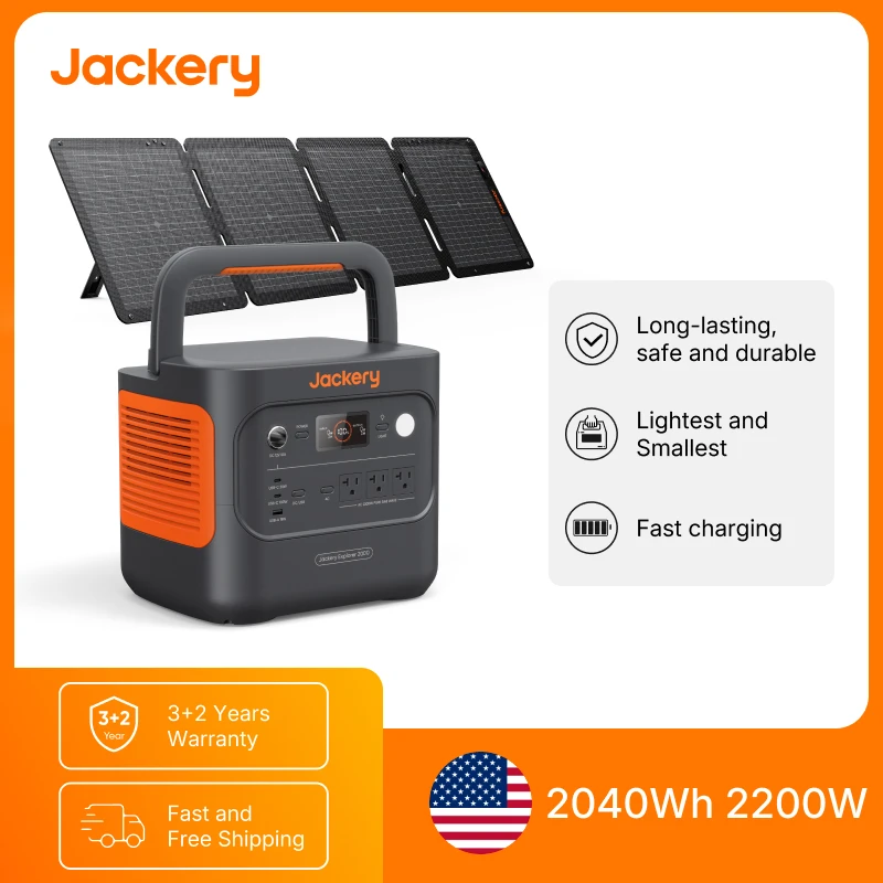Портативная электростанция Jackery Explorer 2000 v2 и солнечная панель 100 Вт, солнечный генератор для чрезвычайных ситуаций, отключений электричества, кемпинга
Портативная электростанция Jackery Explorer 2000 v2 и солнечная панель 100 Вт, солнечный генератор для чрезвычайных ситуаций, отключений электричества, кемпинга