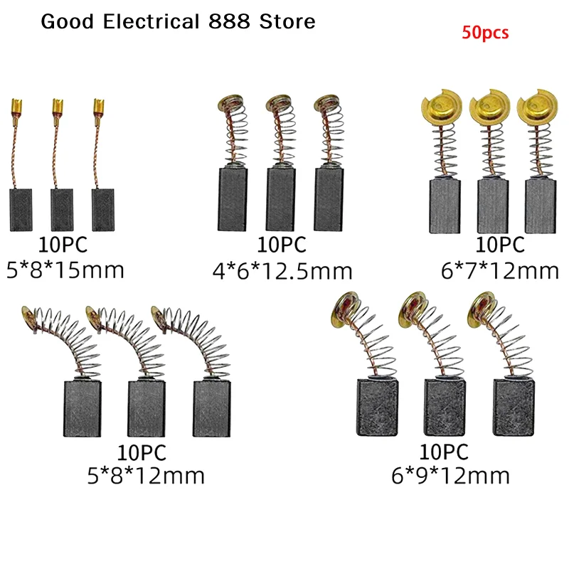 【GE】50pcs Carbon Brush Replacement Kit Fit For Drills Sanders Grinders & Motors Durable Motor Parts 5 sizes
【GE】50pcs Carbon Brush Replacement Kit Fit For Drills Sanders Grinders & Motors Durable Motor Parts 5 sizes