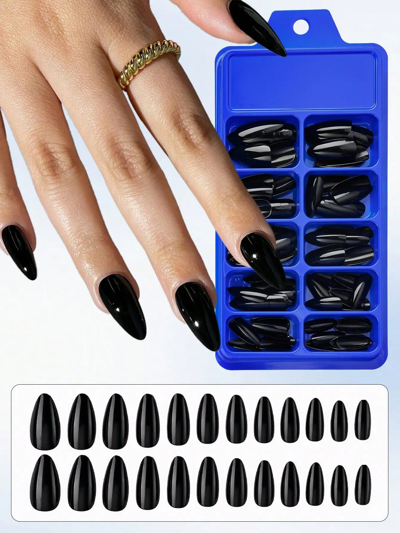 100pcs Black Almond Shaped Press-On Nail Stickers - Short Solid Color Nail Stickers, Suitable For Women And Girls, For Professional Nail Salons And DIY Home Manicure Press On Nails
100pcs Black Almond Shaped Press-On Nail Stickers - Short Solid Color Nail Stickers, Suitable For Women And Girls, For Professional Nail Salons And DIY Home Manicure Press On Nails