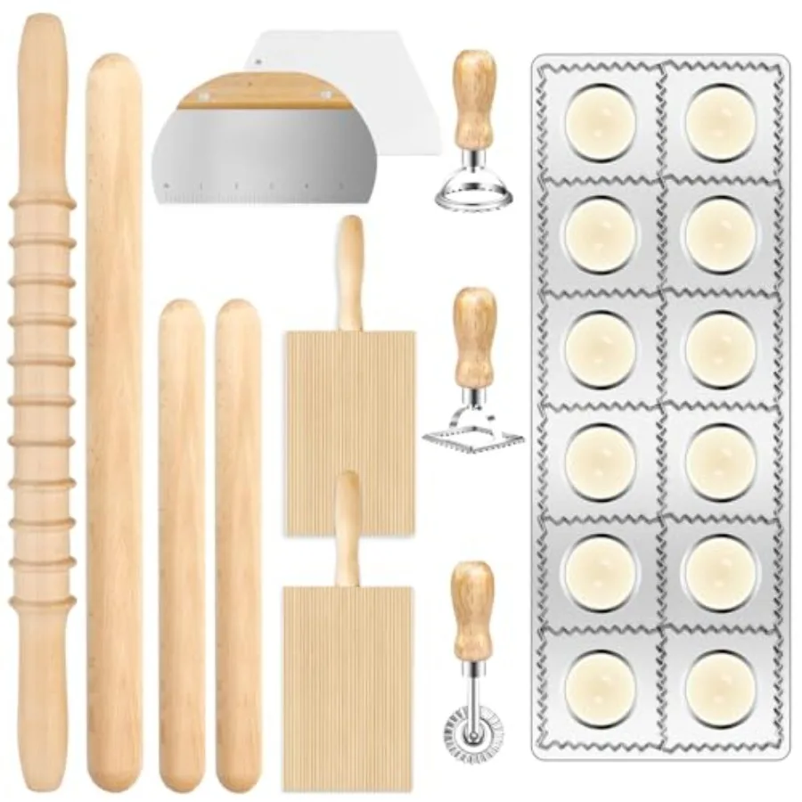 Pasta Making Tools Set, Pasta Making kit Includes 12 Pcs Pasta Making Tools Pasta Making Accories Wooden Pasta Roller
Pasta Making Tools Set, Pasta Making kit Includes 12 Pcs Pasta Making Tools Pasta Making Accories Wooden Pasta Roller
