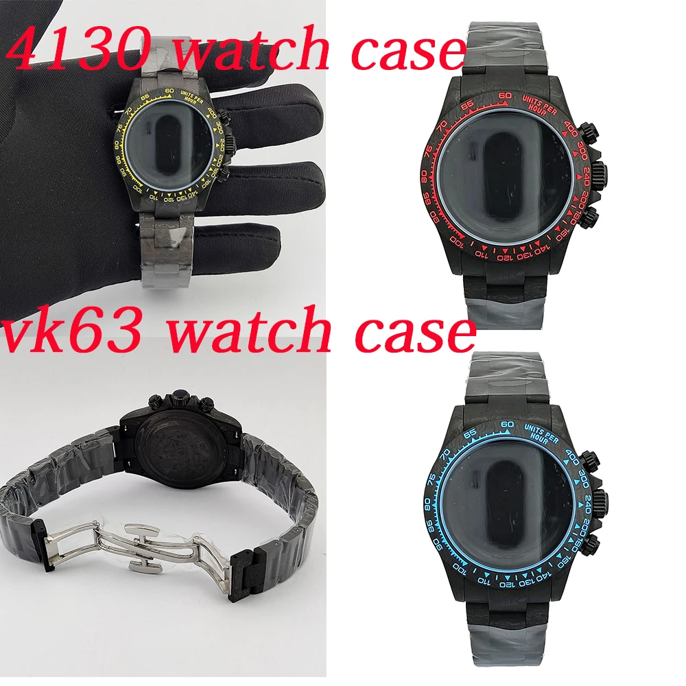 Luxury 38mm Carbon Fiber Watch Case With Carbon Fiber Strap For vk63 Mod Compatible With Seiko VK63 4130 Movement Waterproof
Luxury 38mm Carbon Fiber Watch Case With Carbon Fiber Strap For vk63 Mod Compatible With Seiko VK63 4130 Movement Waterproof