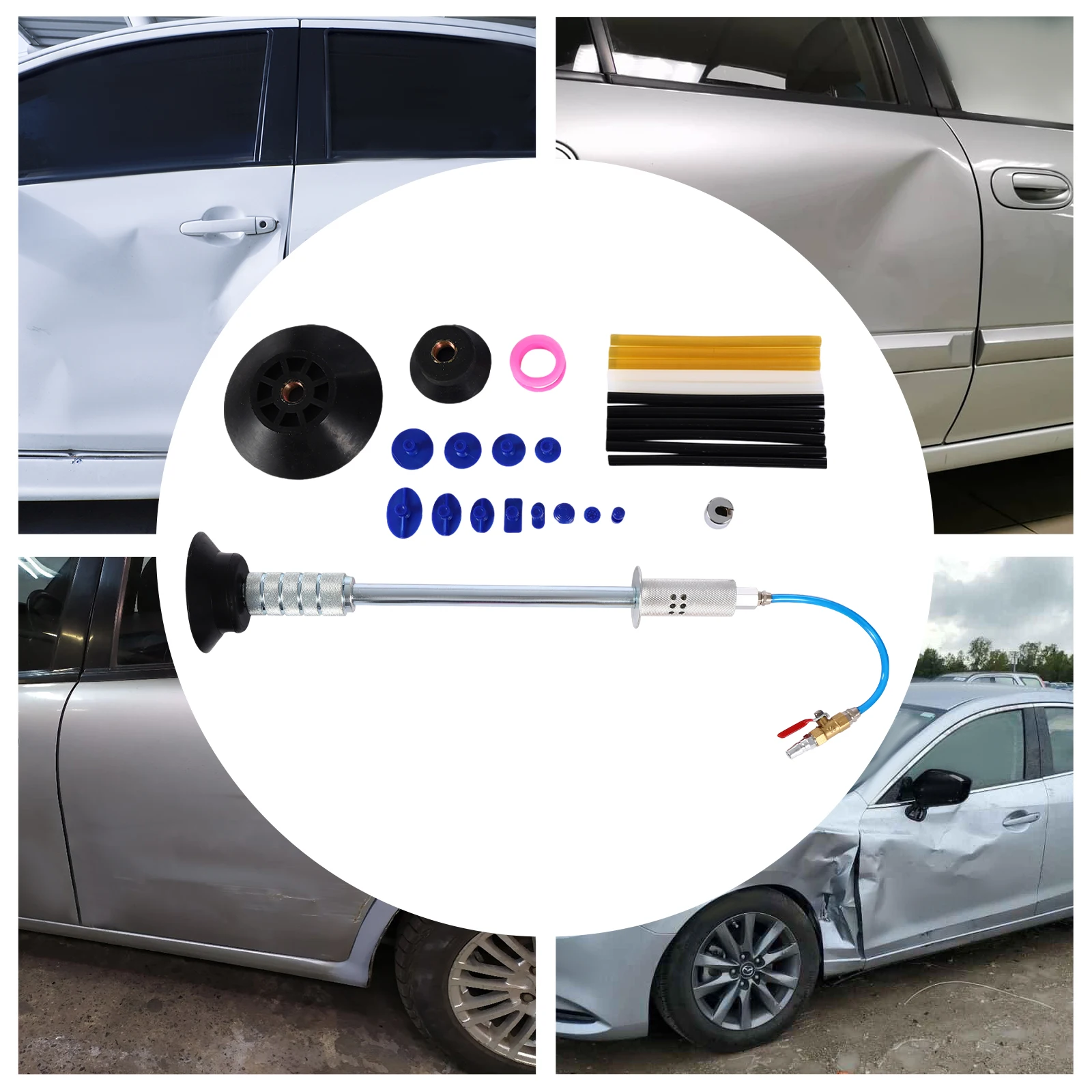 Pneumatic Hammer Dent Repair Device Puller Disassembly Kit Sliding Hammer Reverse Hammer Tool Body Suction Cup
Pneumatic Hammer Dent Repair Device Puller Disassembly Kit Sliding Hammer Reverse Hammer Tool Body Suction Cup