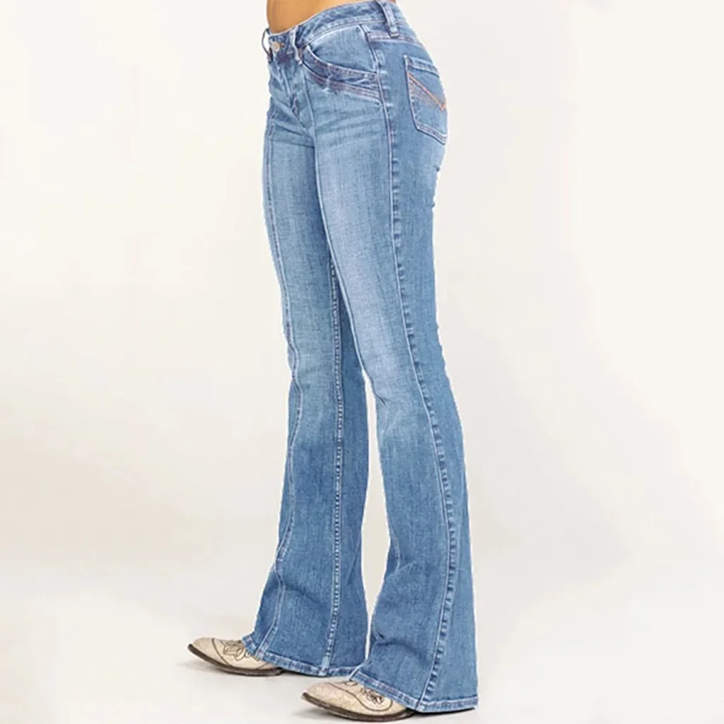 Women'S Jeans Denim Mid Waisted Denim Pants Embroidery Stretch Button Flare Pants Jeans 90s Vintage Clothes For Female
Women'S Jeans Denim Mid Waisted Denim Pants Embroidery Stretch Button Flare Pants Jeans 90s Vintage Clothes For Female