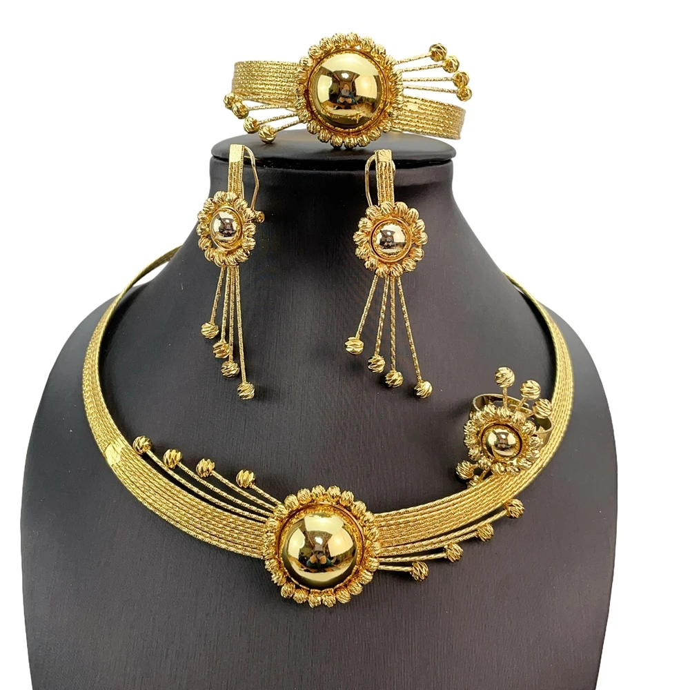 Luxury Dubai Gold Plated Fine Jewelry Set New Fashion Necklace Earrings Bracelet Women Birthday Gift FHK21399
Luxury Dubai Gold Plated Fine Jewelry Set New Fashion Necklace Earrings Bracelet Women Birthday Gift FHK21399