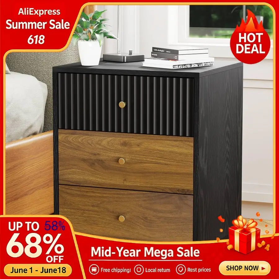 23.6 Tall Night Stand with 3 Storage Drawers, Fluted Nightstand with Metal Handles, Modern End Table Bedside Table Chest, Custom
23.6 Tall Night Stand with 3 Storage Drawers, Fluted Nightstand with Metal Handles, Modern End Table Bedside Table Chest, Custom
