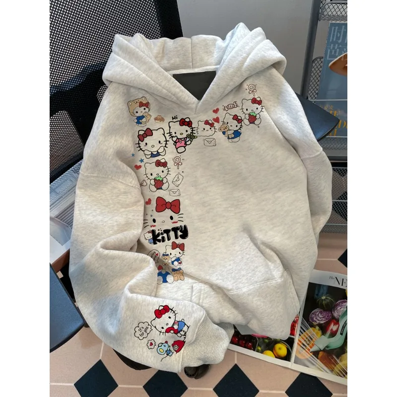 Женские толстовки, осенне-зимняя одежда, милый аниме «Hello Kitty», модный свитшот с капюшоном и принтом Y2K, хлопковое пальто большого размера
Женские толстовки, осенне-зимняя одежда, милый аниме «Hello Kitty», модный свитшот с капюшоном и принтом Y2K, хлопковое пальто большого размера