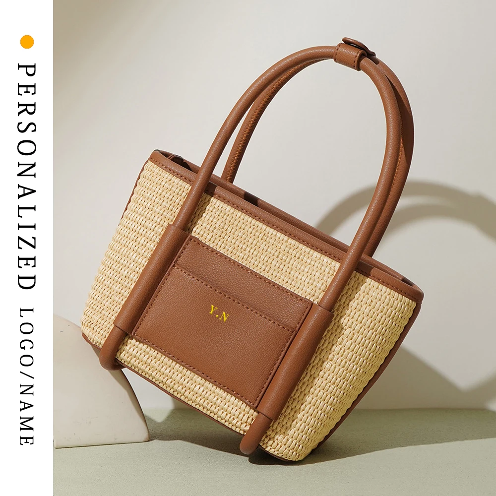 Custom Initial Letters Added New Knitted Vegetable Basket Bag Summer Handbag Niche Spliced leather One-shoulder Crossbody Bag
Custom Initial Letters Added New Knitted Vegetable Basket Bag Summer Handbag Niche Spliced leather One-shoulder Crossbody Bag