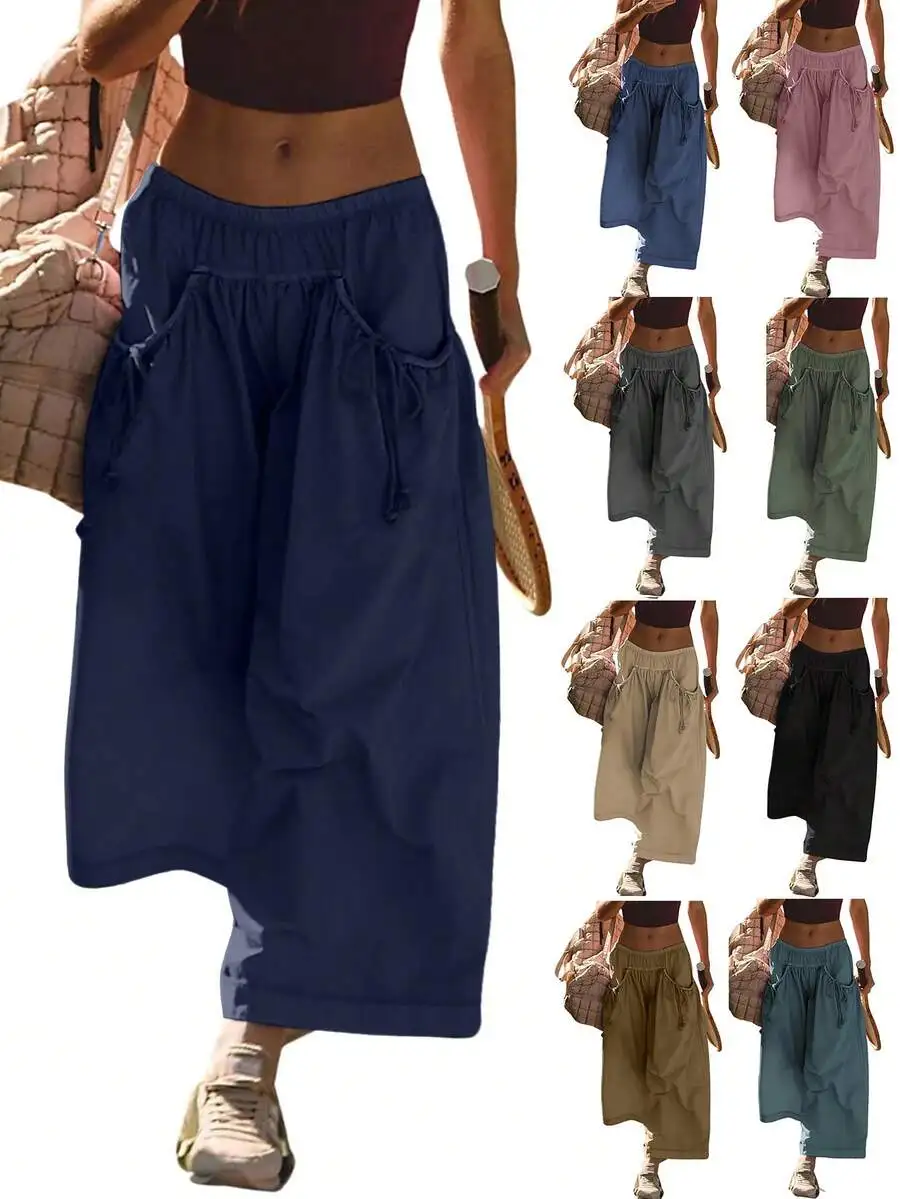 Womens Loose Wide Leg Drawstring Pants Elastic Waist Sporty Harem Pants
Womens Loose Wide Leg Drawstring Pants Elastic Waist Sporty Harem Pants