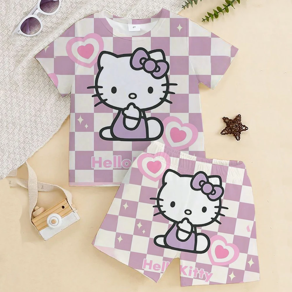 Cartoon Hello Kitty Short Sleeve Set Summer Children's Clothing Top+Sports Pants Children's 2-piece Set Children's Sports Set
Cartoon Hello Kitty Short Sleeve Set Summer Children's Clothing Top+Sports Pants Children's 2-piece Set Children's Sports Set