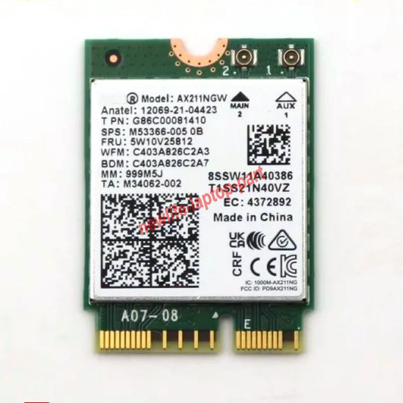 Оригинальная беспроводная карта BLUETOOTH для ноутбука DELL inspiron 14 plus 7430 16 Plus 7630 WLAN WIFI WIFI6E M53366-005 5W10V25812
Оригинальная беспроводная карта BLUETOOTH для ноутбука DELL inspiron 14 plus 7430 16 Plus 7630 WLAN WIFI WIFI6E M53366-005 5W10V25812