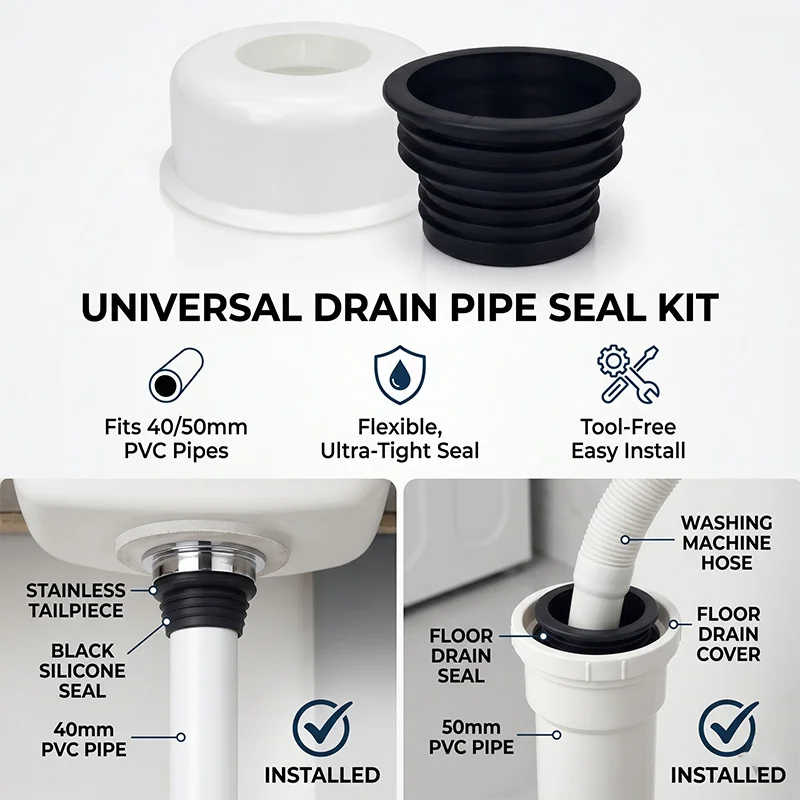 Universal Drain Pipe Sealing Plug Anti-Odor Silicone Seal Ring for 40/50mm PVC Pipe Washing Machine Kitchen Sink Sewer Connector
Universal Drain Pipe Sealing Plug Anti-Odor Silicone Seal Ring for 40/50mm PVC Pipe Washing Machine Kitchen Sink Sewer Connector