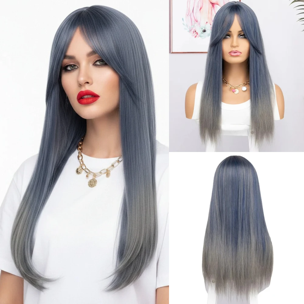 MSIWIGS Gradient Blue Grey Long Straight Hair with Bangs Synthetic Multi-Color Natural High-Temperature Silk Wig for Cosplay
MSIWIGS Gradient Blue Grey Long Straight Hair with Bangs Synthetic Multi-Color Natural High-Temperature Silk Wig for Cosplay