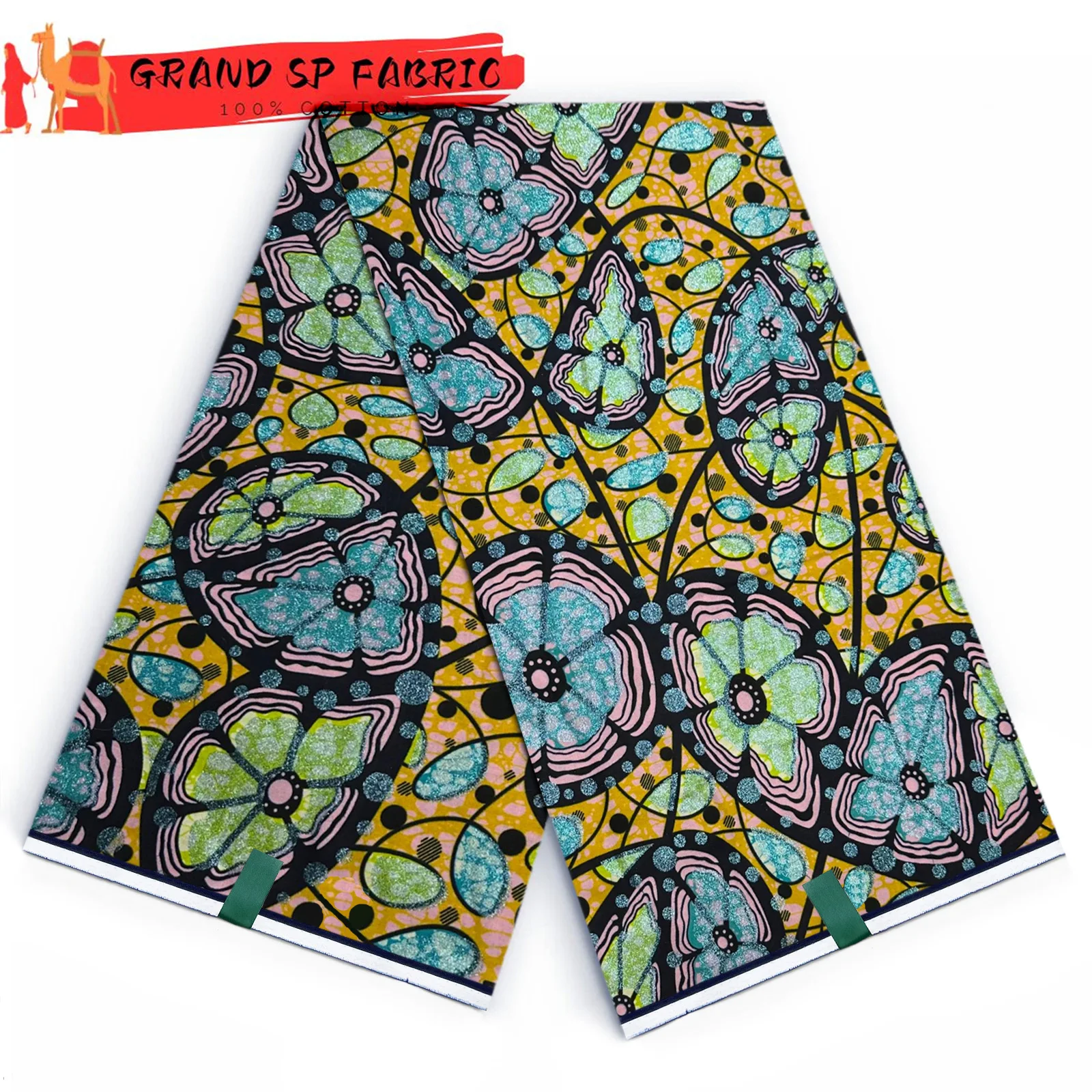 Большая супер хлопковая африканская ткань с восковым принтом, 6 ярдов, яркий материал в стиле батик для свадебного платья, церковное модное шитье 
Большая супер хлопковая африканская ткань с восковым принтом, 6 ярдов, яркий материал в стиле батик для свадебного платья, церковное модное шитье