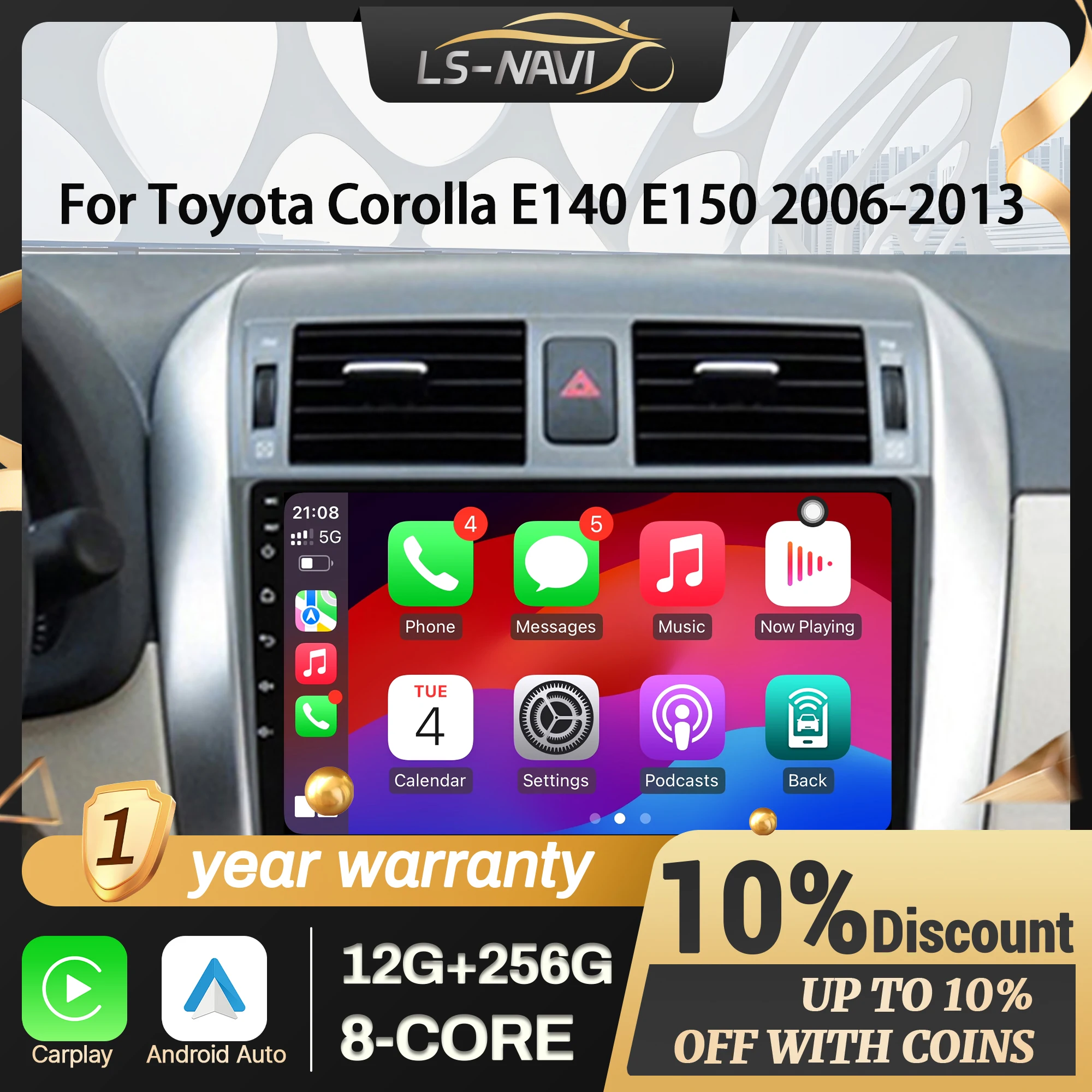 For Toyota Corolla E140 E150 2006-2013 Android 14 Car Radio Multimedia Navigation Wireless CarPlay Touch Screen Bluetooth Stereo
For Toyota Corolla E140 E150 2006-2013 Android 14 Car Radio Multimedia Navigation Wireless CarPlay Touch Screen Bluetooth Stereo