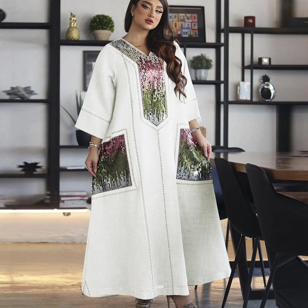 Ramadan Eid Sequin Dubai Abaya Turkey Kaftan Women Muslim Sequins Dress Gulf Jalabiya Islam Clothing Femme Caftan Marocain Robe
Ramadan Eid Sequin Dubai Abaya Turkey Kaftan Women Muslim Sequins Dress Gulf Jalabiya Islam Clothing Femme Caftan Marocain Robe