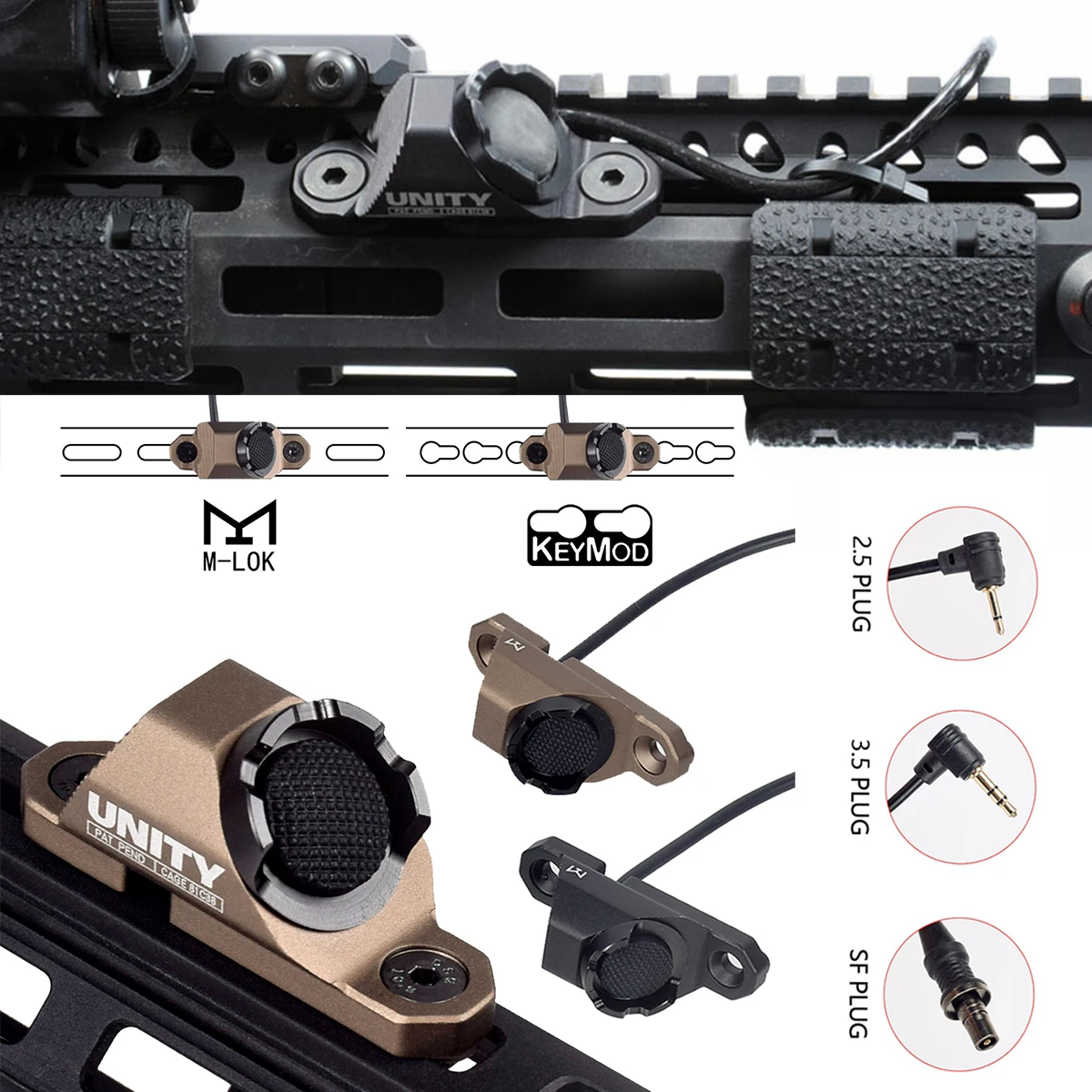 2.5/3.5mm/SF Plug Pressure Remote Switch Flashlight UNITY ModButton Lite Fit Mlok Keymod Picatinny Rail M600 DBAL A2 PEQ15 NGAL
2.5/3.5mm/SF Plug Pressure Remote Switch Flashlight UNITY ModButton Lite Fit Mlok Keymod Picatinny Rail M600 DBAL A2 PEQ15 NGAL