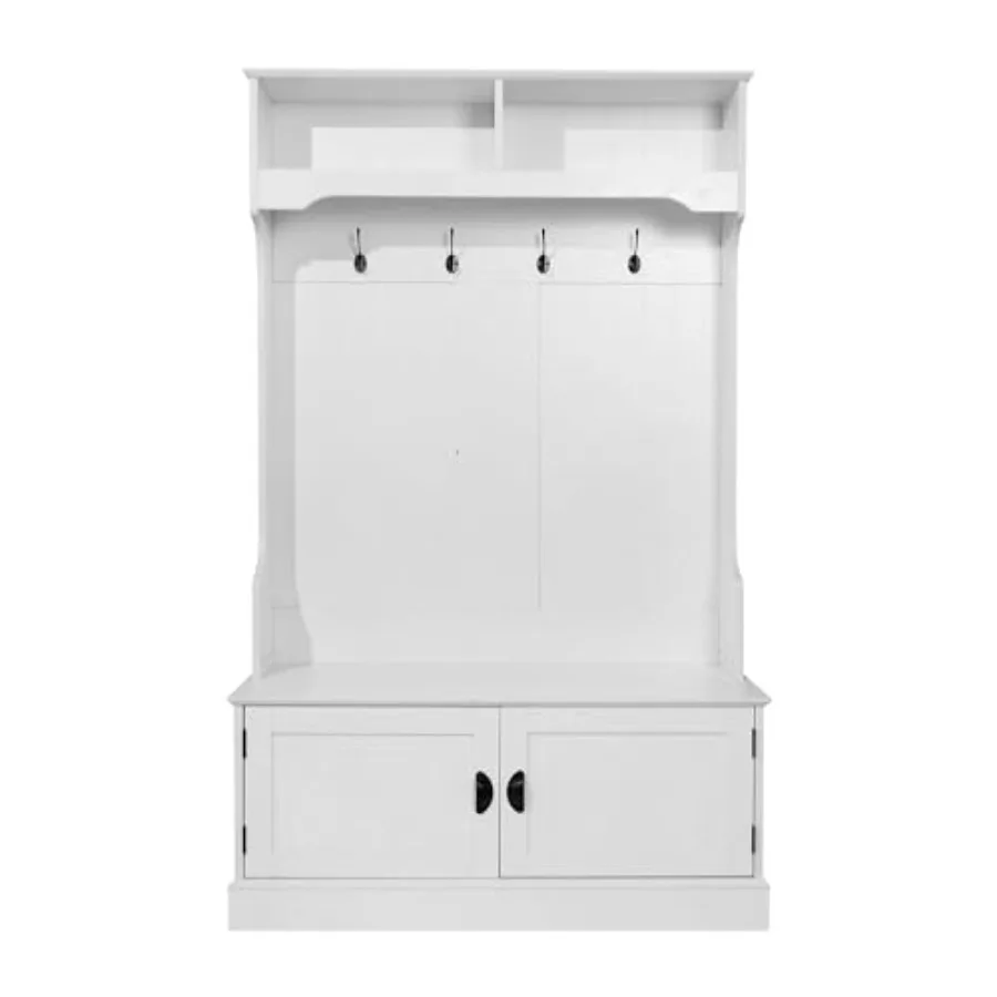 Fraser Hallway Tree with Storage Bench, Double Door Lower Storage, Decorative Backboard, 4 Double Coat Hooks, Upper Storage Cub
Fraser Hallway Tree with Storage Bench, Double Door Lower Storage, Decorative Backboard, 4 Double Coat Hooks, Upper Storage Cub