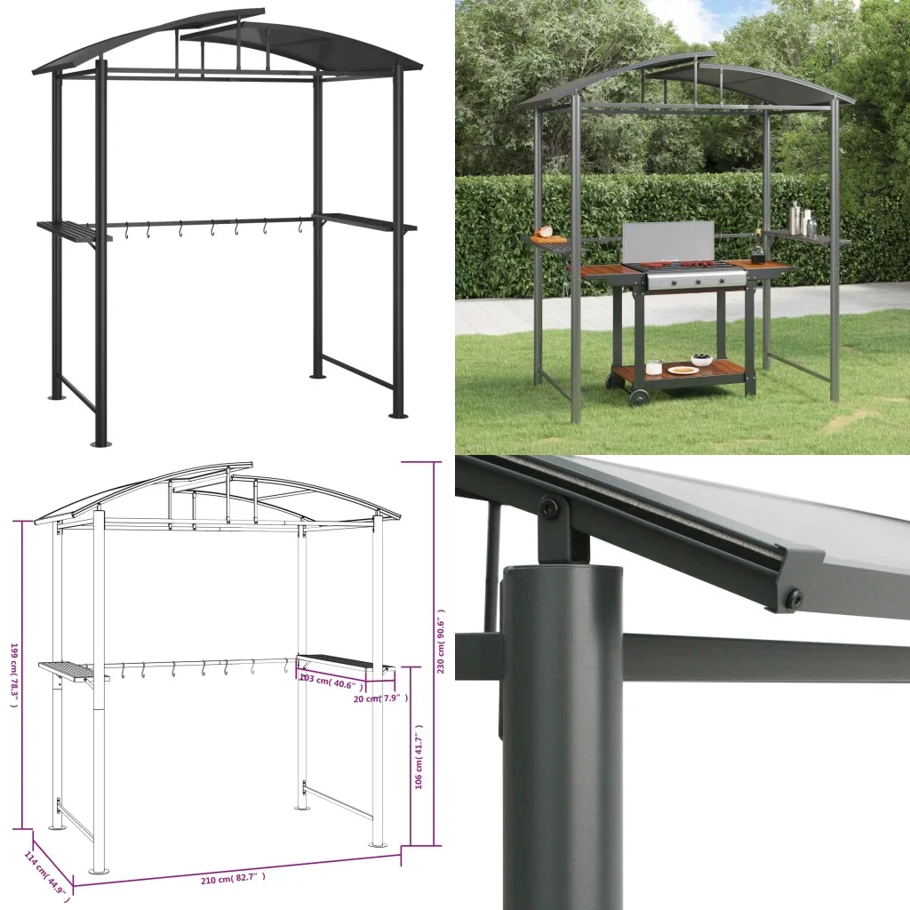 Steel BBQ Gazebo with Side Shelves Weather-Resistant Outdoor Barbeque Canopy 82.7x44.9x90.6in, Customized
Steel BBQ Gazebo with Side Shelves Weather-Resistant Outdoor Barbeque Canopy 82.7x44.9x90.6in, Customized