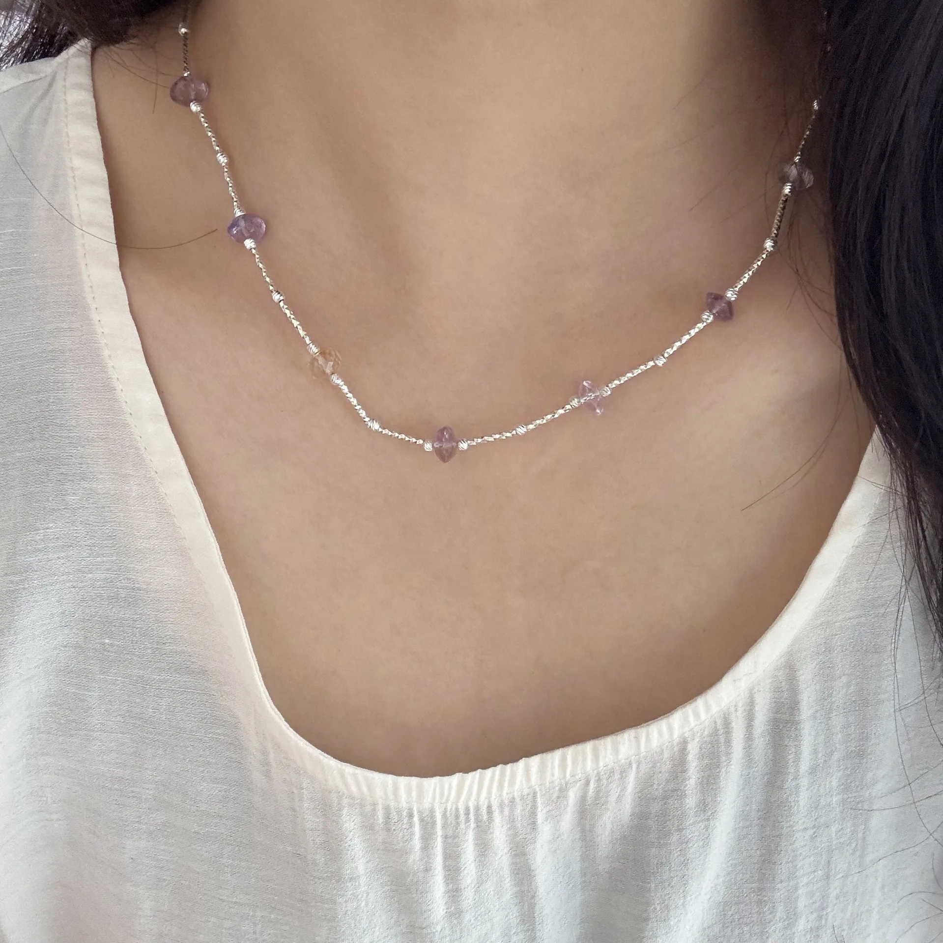 Cool-Toned Amethyst S925 Sterling Silver Bead Necklace w/ Filigree Korean Indie Layering Jewelry Aesthetic Chain
Cool-Toned Amethyst S925 Sterling Silver Bead Necklace w/ Filigree Korean Indie Layering Jewelry Aesthetic Chain