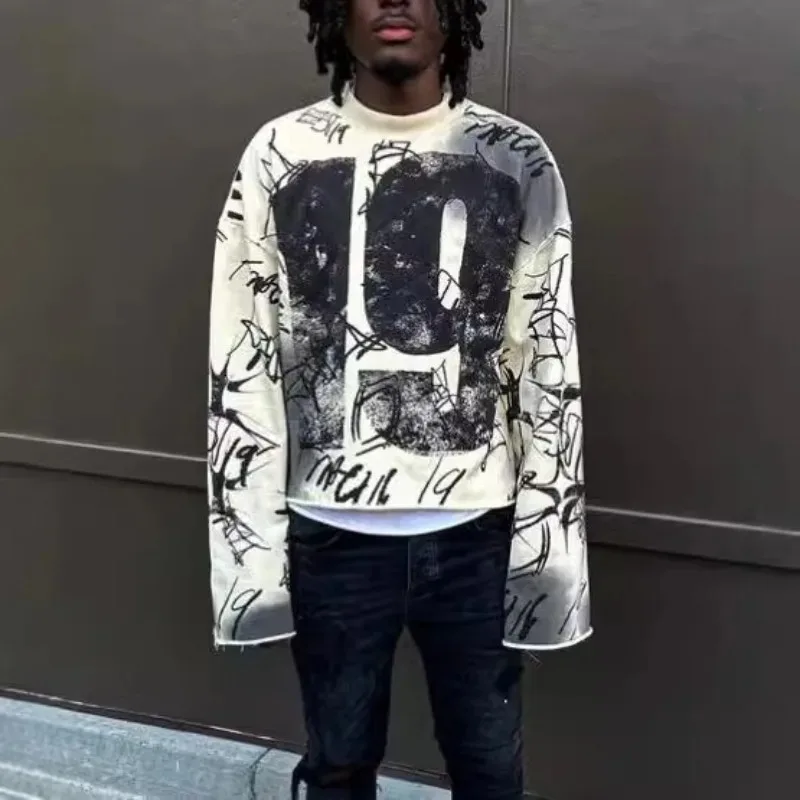 Мужская укороченная рубашка оверсайз в стиле Y2K, винтажная, повседневная, новая мода 2026, бежевая, с граффити-принтом «Номер 19», в стиле distressed streetwear, для пар
Мужская укороченная рубашка оверсайз в стиле Y2K, винтажная, повседневная, новая мода 2026, бежевая, с граффити-принтом «Номер 19», в стиле distressed streetwear, для пар