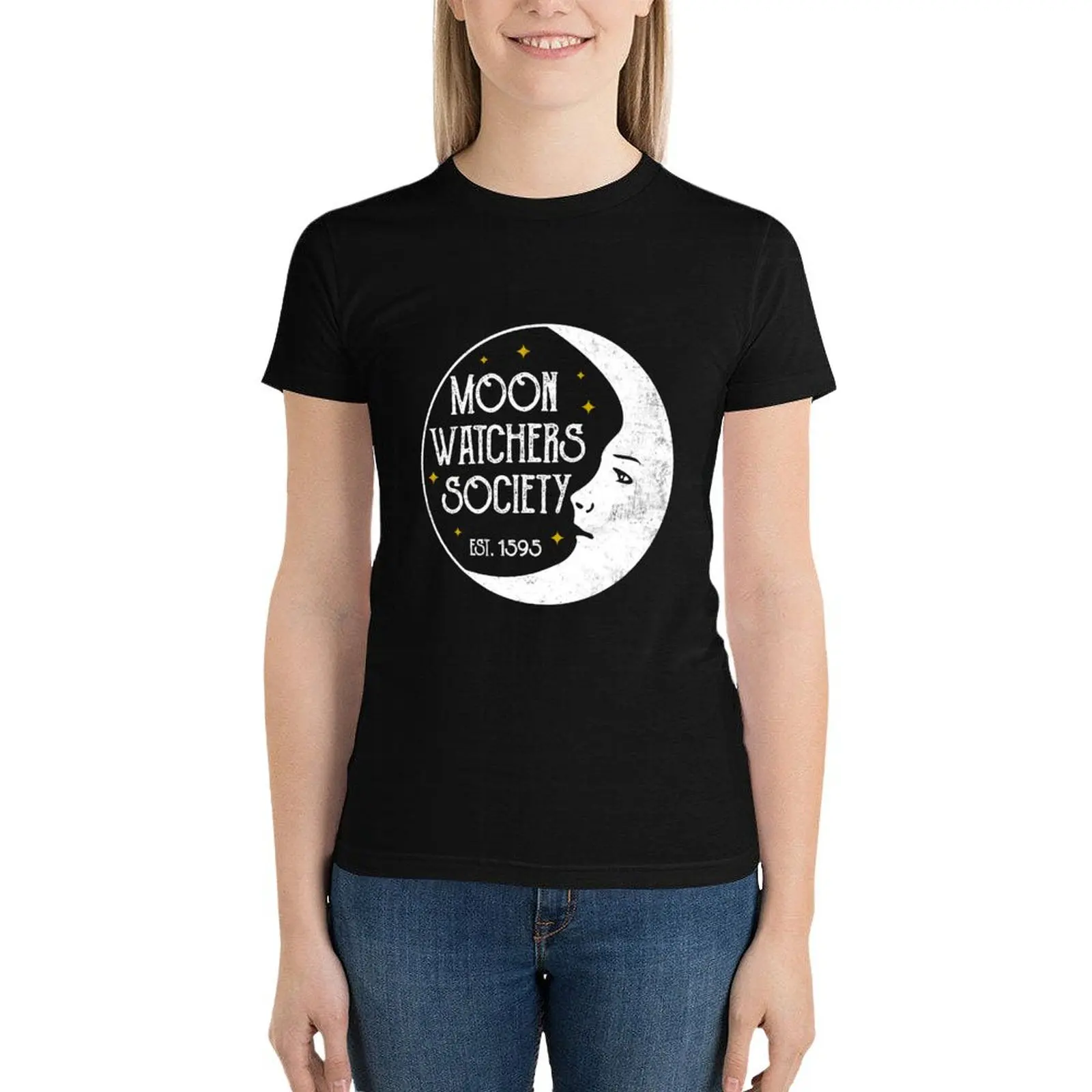 Moon Watchers Society T-Shirt korean fashion Blouse summer clothes cute t-shirts for Women
Moon Watchers Society T-Shirt korean fashion Blouse summer clothes cute t-shirts for Women