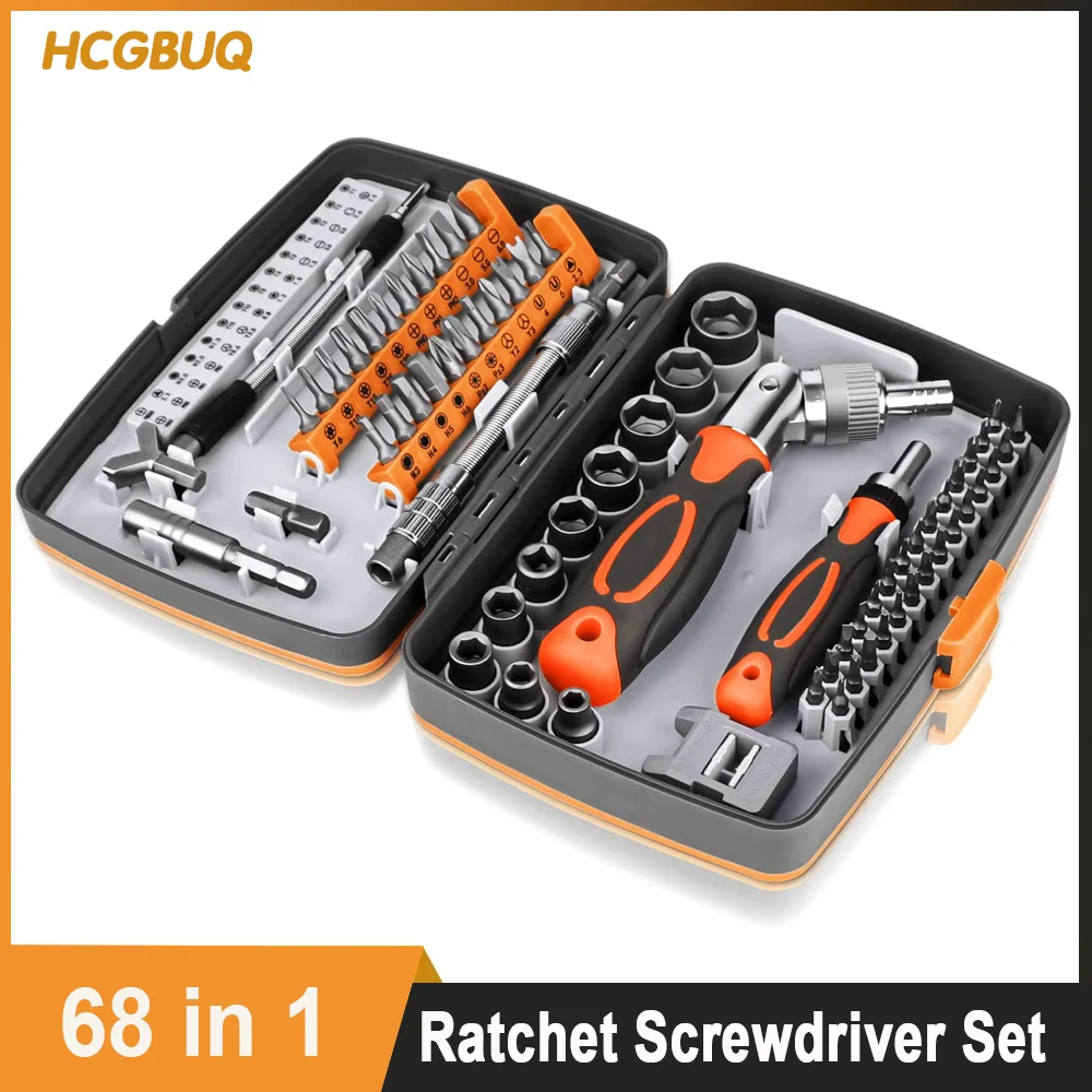 Ratchet screwdriver set 68 in 1 hexagonal cross torx magnetic screwdriver head tough ratchet handle extension rod storage box
Ratchet screwdriver set 68 in 1 hexagonal cross torx magnetic screwdriver head tough ratchet handle extension rod storage box