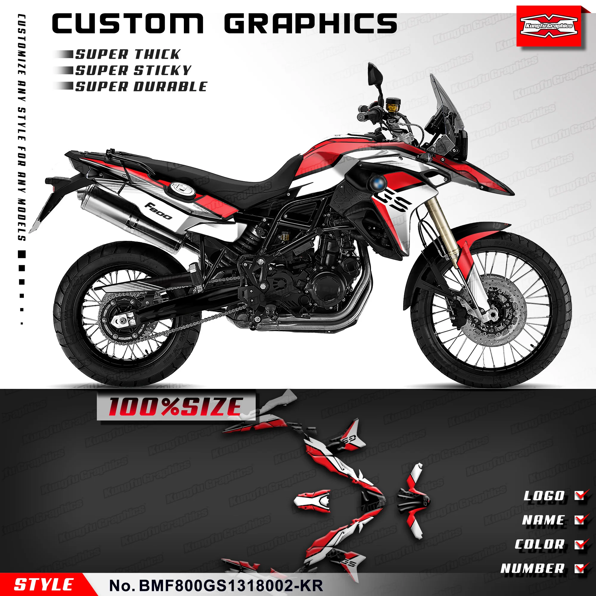 KUNGFU GRAPHICS Stickers Complete Vinyl Wrap for F800GS F800 GS 2013 2014 2015 2016 2017 2018, Rebuild, BMF800GS1318002-KR
KUNGFU GRAPHICS Stickers Complete Vinyl Wrap for F800GS F800 GS 2013 2014 2015 2016 2017 2018, Rebuild, BMF800GS1318002-KR