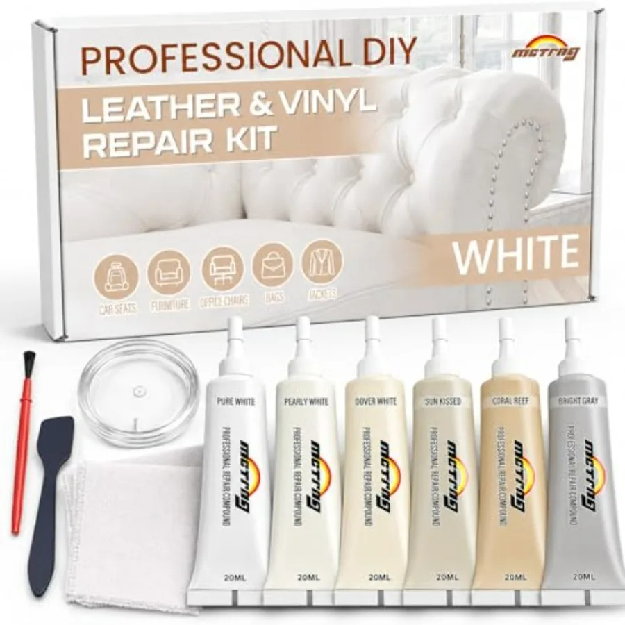 White Leather and Vinyl Repair Kit, Leather Repair Kit for Furniture, Shoes, Purse, Sofa, Couch, Jacket, Car Seats, Restores Fa
White Leather and Vinyl Repair Kit, Leather Repair Kit for Furniture, Shoes, Purse, Sofa, Couch, Jacket, Car Seats, Restores Fa