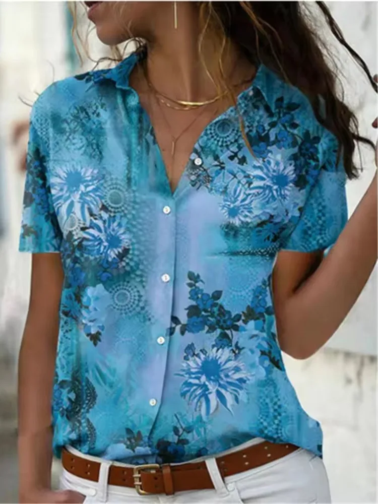 Tie-dye Floral Pattern Women Shirts Summer Short Sleeve 3D Flower Printed Blouse Street Trend Casual Button Lapel Shirt 2025 New
Tie-dye Floral Pattern Women Shirts Summer Short Sleeve 3D Flower Printed Blouse Street Trend Casual Button Lapel Shirt 2025 New