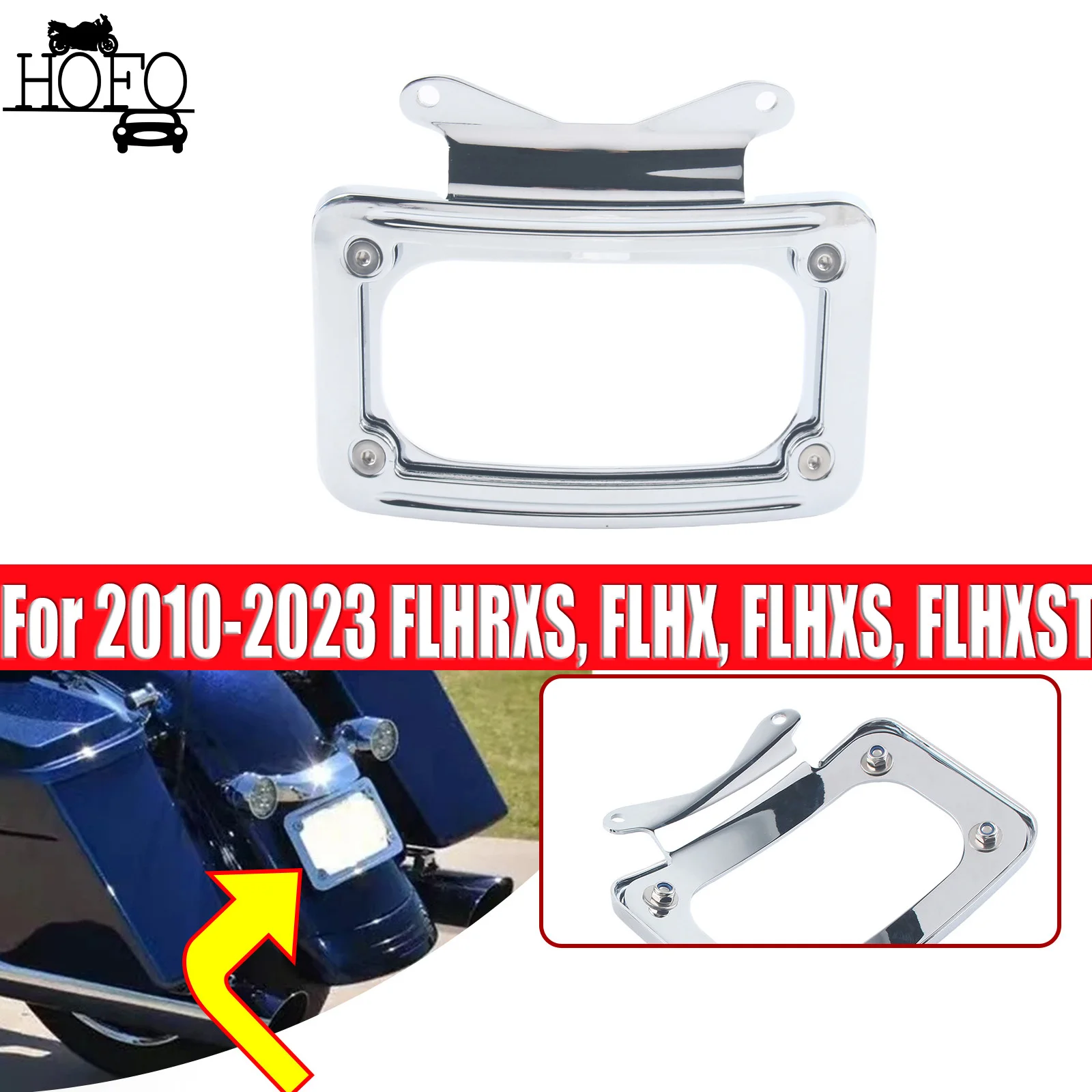 For 2010-2023 FLHRXS, FLHX, FLHXS, FLHXST, FLTRX, FLTRXS and FLTRXST models Chrome Curved Laydown License Plate Mount Bracket
For 2010-2023 FLHRXS, FLHX, FLHXS, FLHXST, FLTRX, FLTRXS and FLTRXST models Chrome Curved Laydown License Plate Mount Bracket