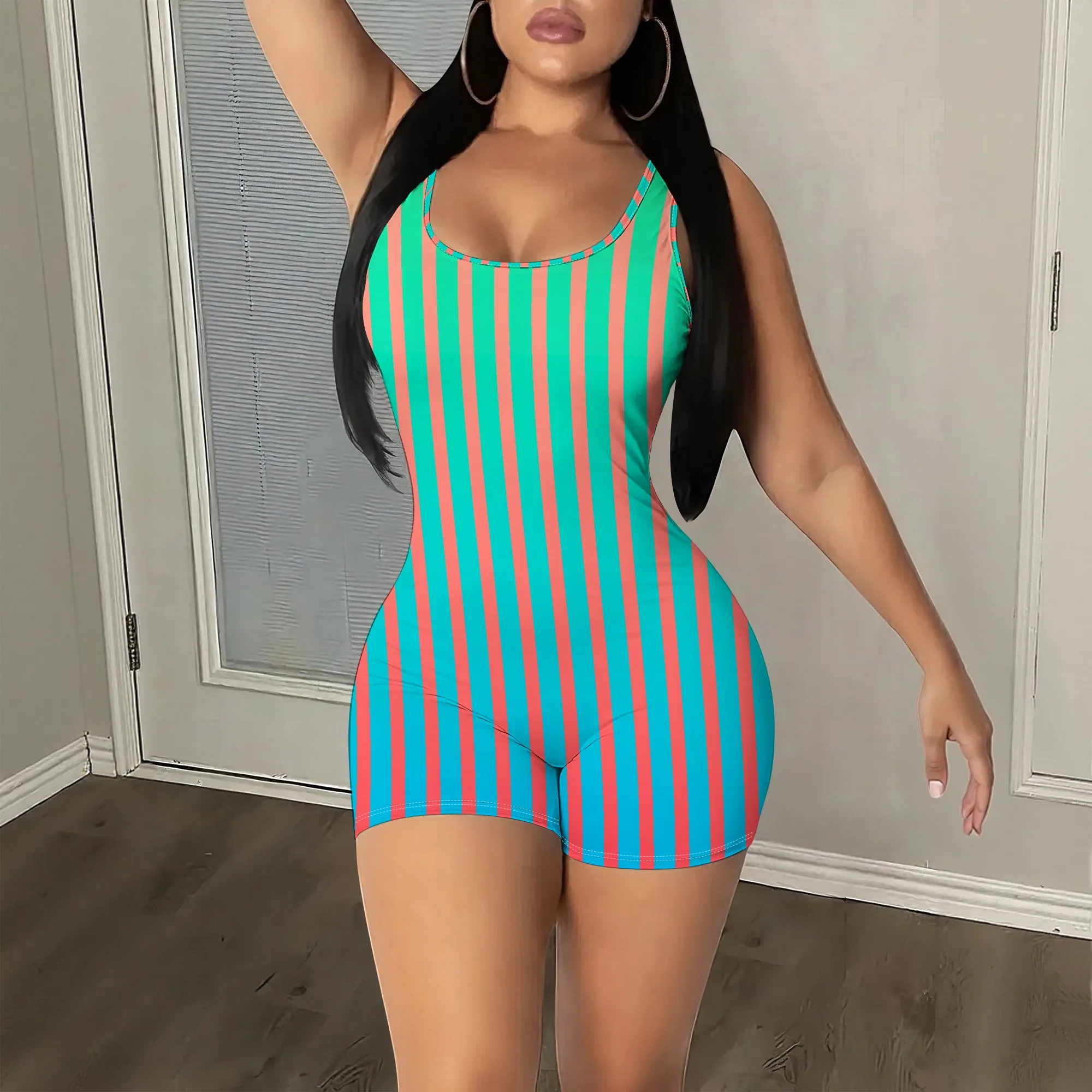 Striped Romper, Sleeveless Jumpsuit, V-Neck Playsuit, Shortalls, Vertical Striped Bodysuit, Summer Beachwear for Women, S-2XL
Striped Romper, Sleeveless Jumpsuit, V-Neck Playsuit, Shortalls, Vertical Striped Bodysuit, Summer Beachwear for Women, S-2XL