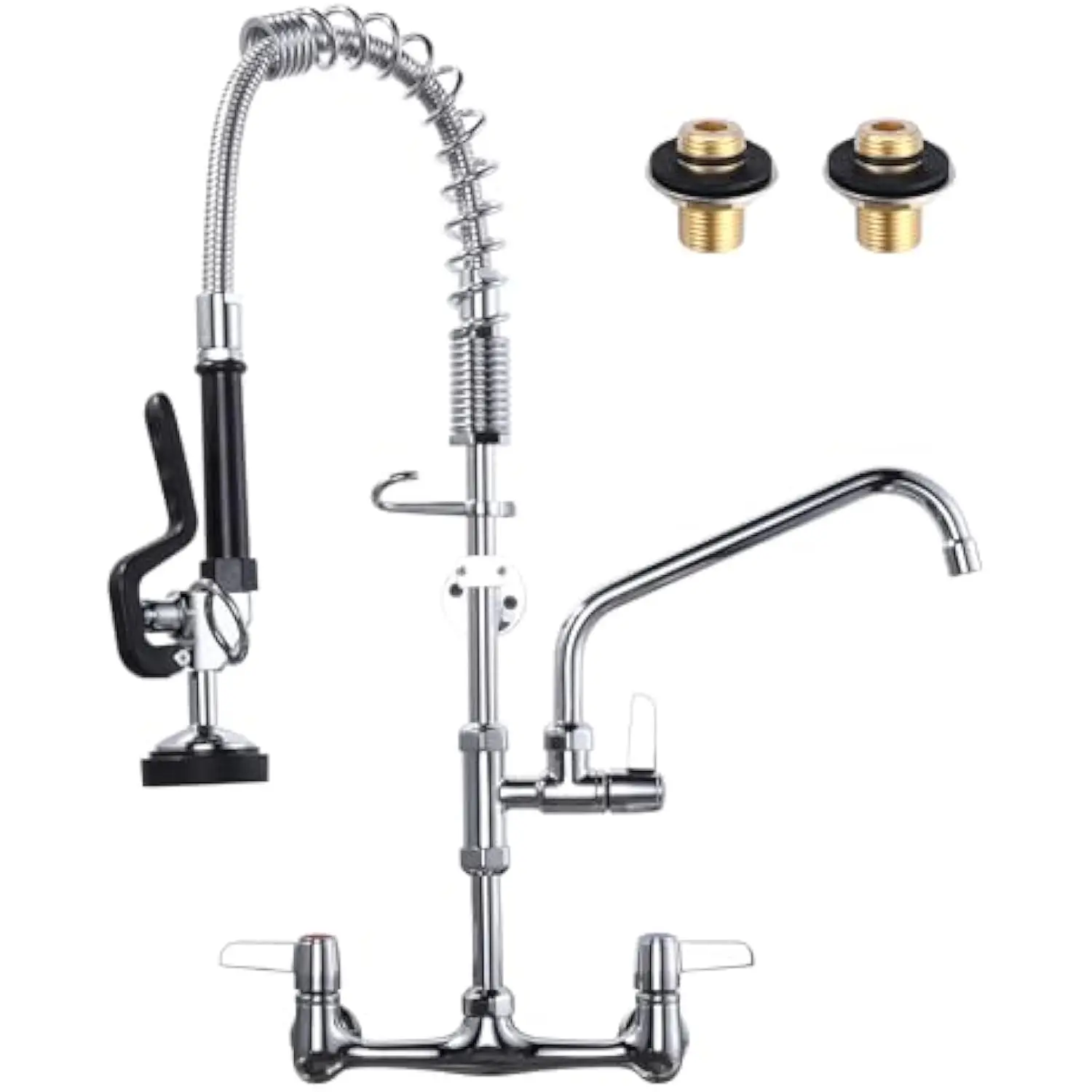 Commercial Kitchen Faucet Wall Mount with Pre-Rinse Sprayer - Industrial Restaurant 25 Height 8'' Center Compartment Sink Fauc
Commercial Kitchen Faucet Wall Mount with Pre-Rinse Sprayer - Industrial Restaurant 25 Height 8'' Center Compartment Sink Fauc